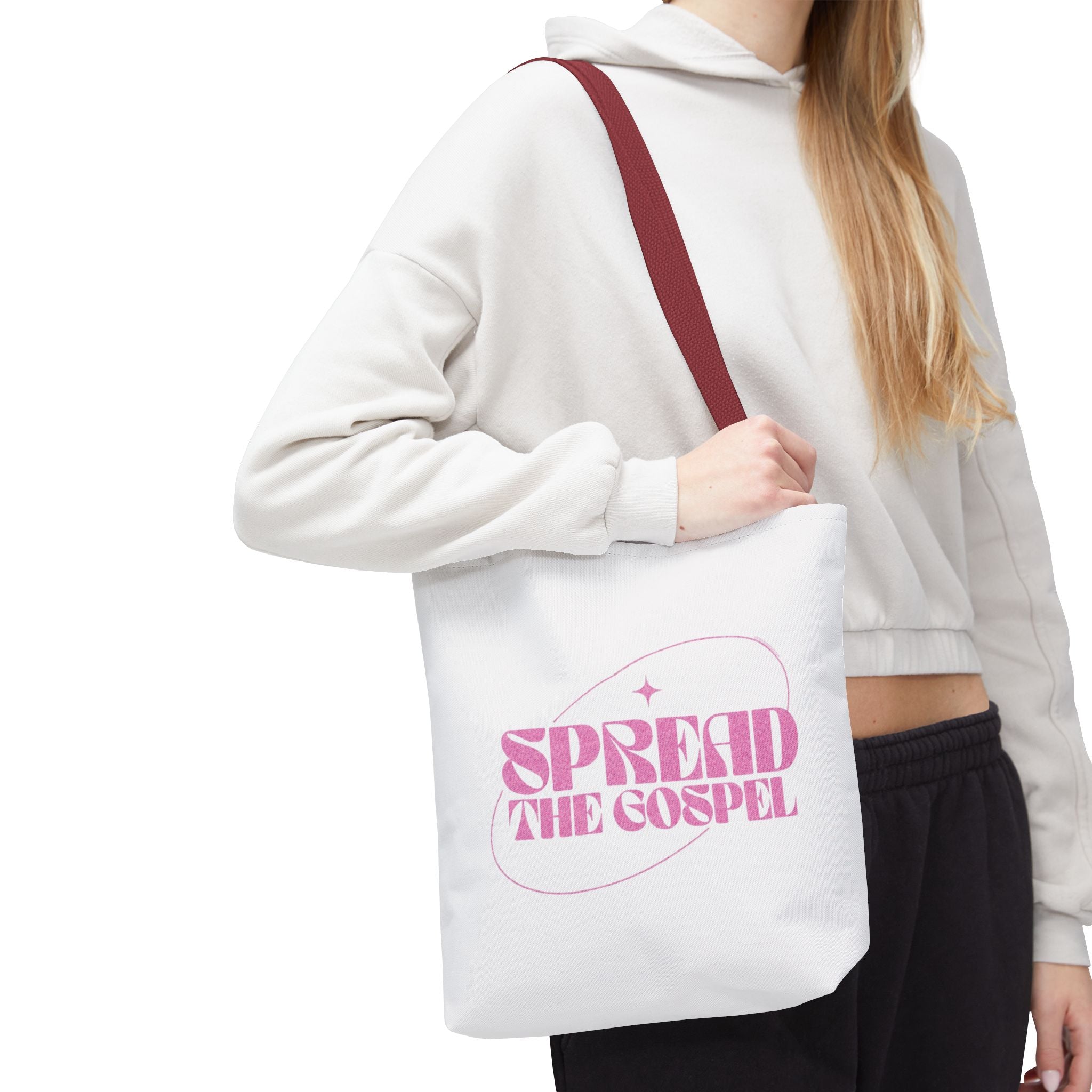 Spread the Gospel Tote Bag — Pink Retro Canvas Tote