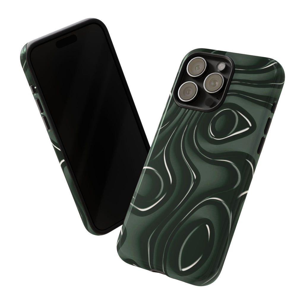 Dark Green Abstract Swirl Tough Phone Case
