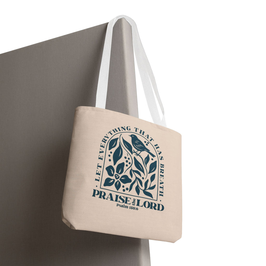 "Praise the Lord" Floral Psalm 150:6 Tote Bag