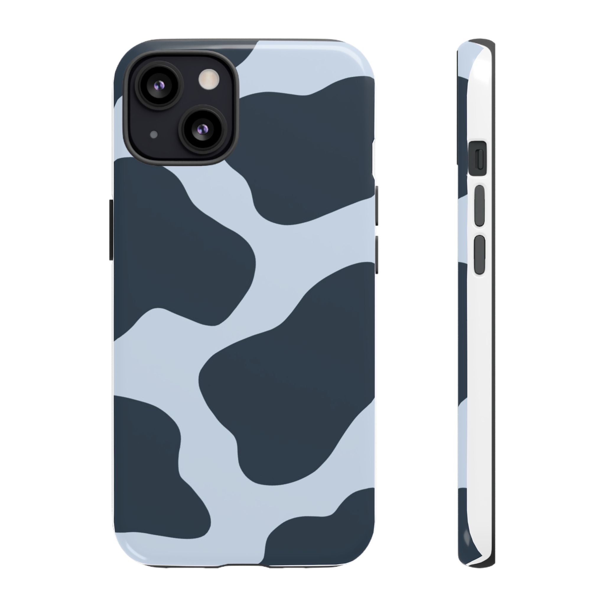 Cow Print Tough iPhone Case — Blue Black Abstract Pattern