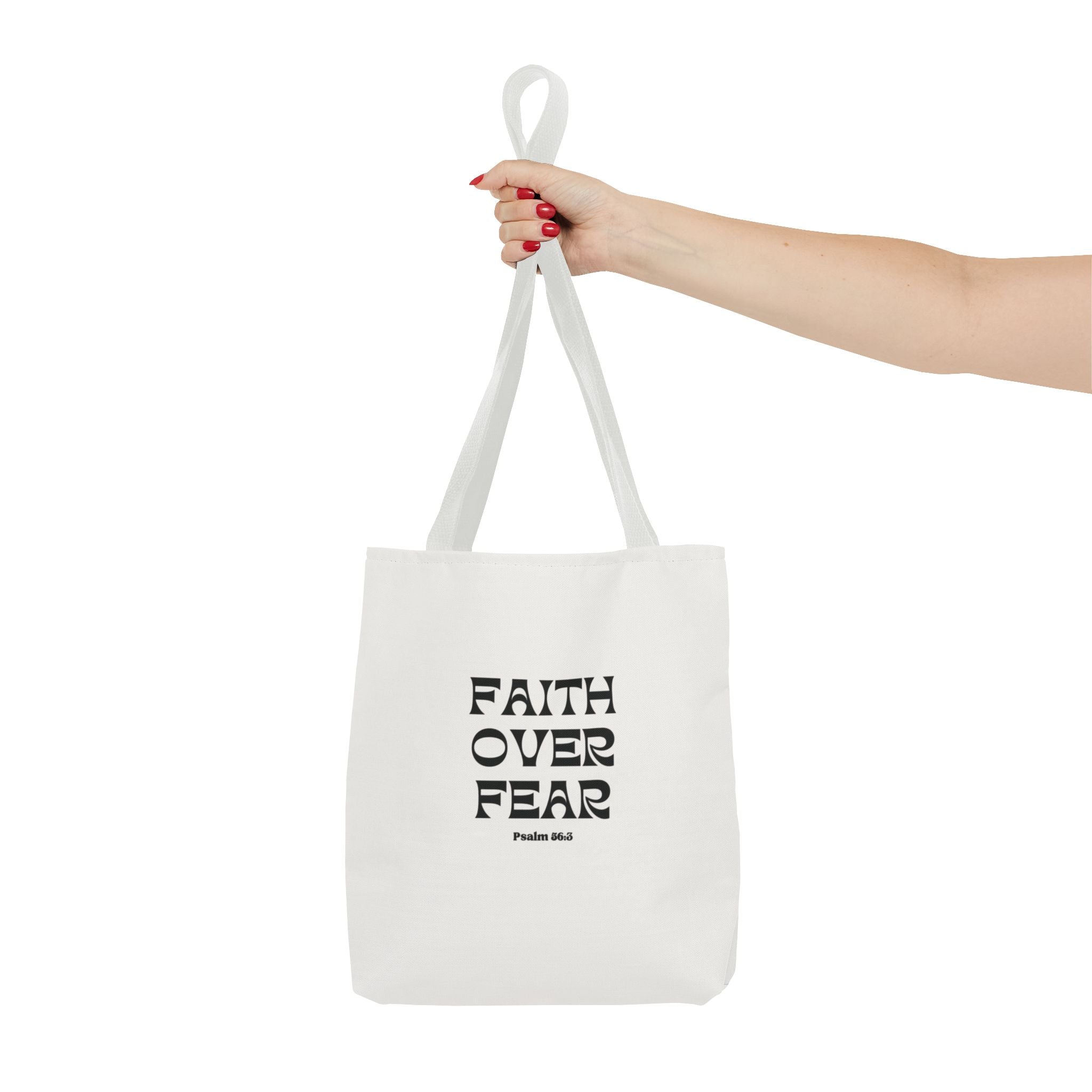 Faith Over Fear Tote Bag — Christian Inspirational Scripture Bag (Psalm 56:3)