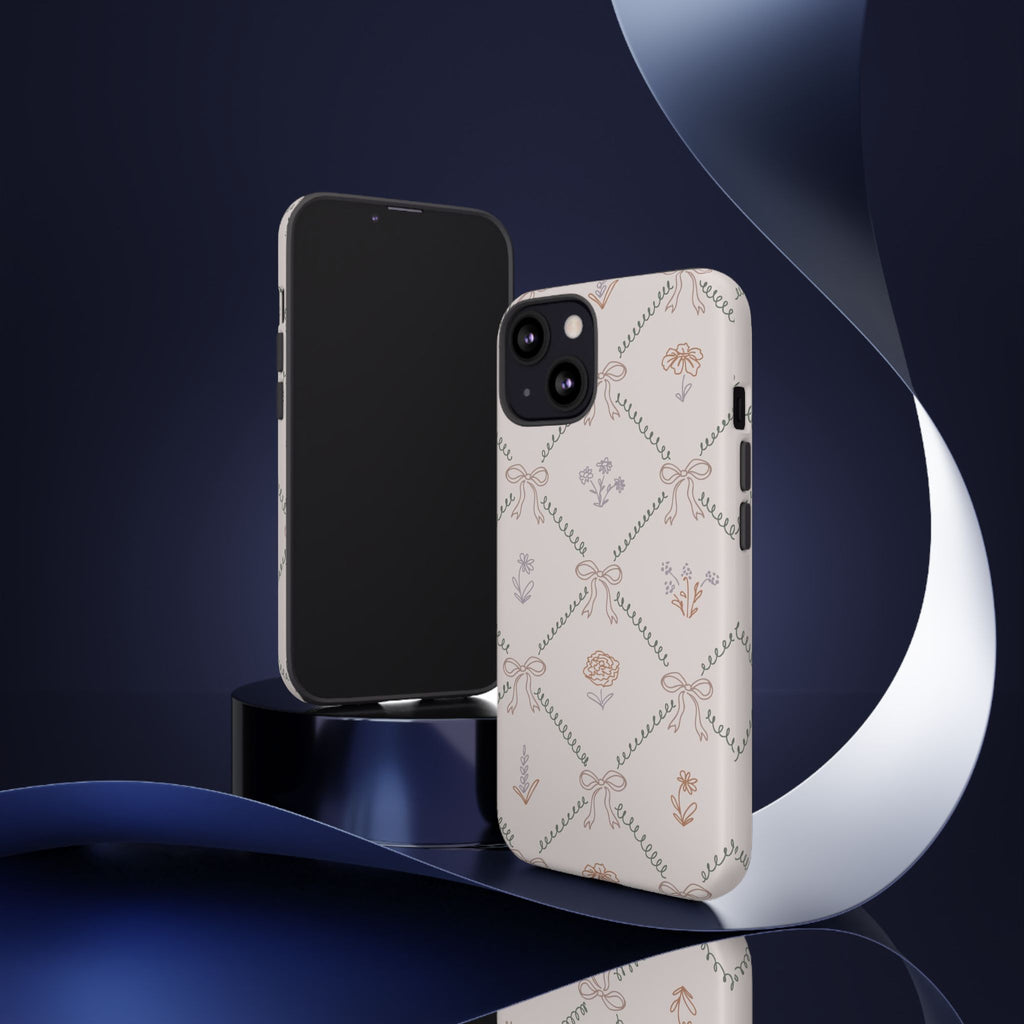 Floral Bow Pattern Tough iPhone Case