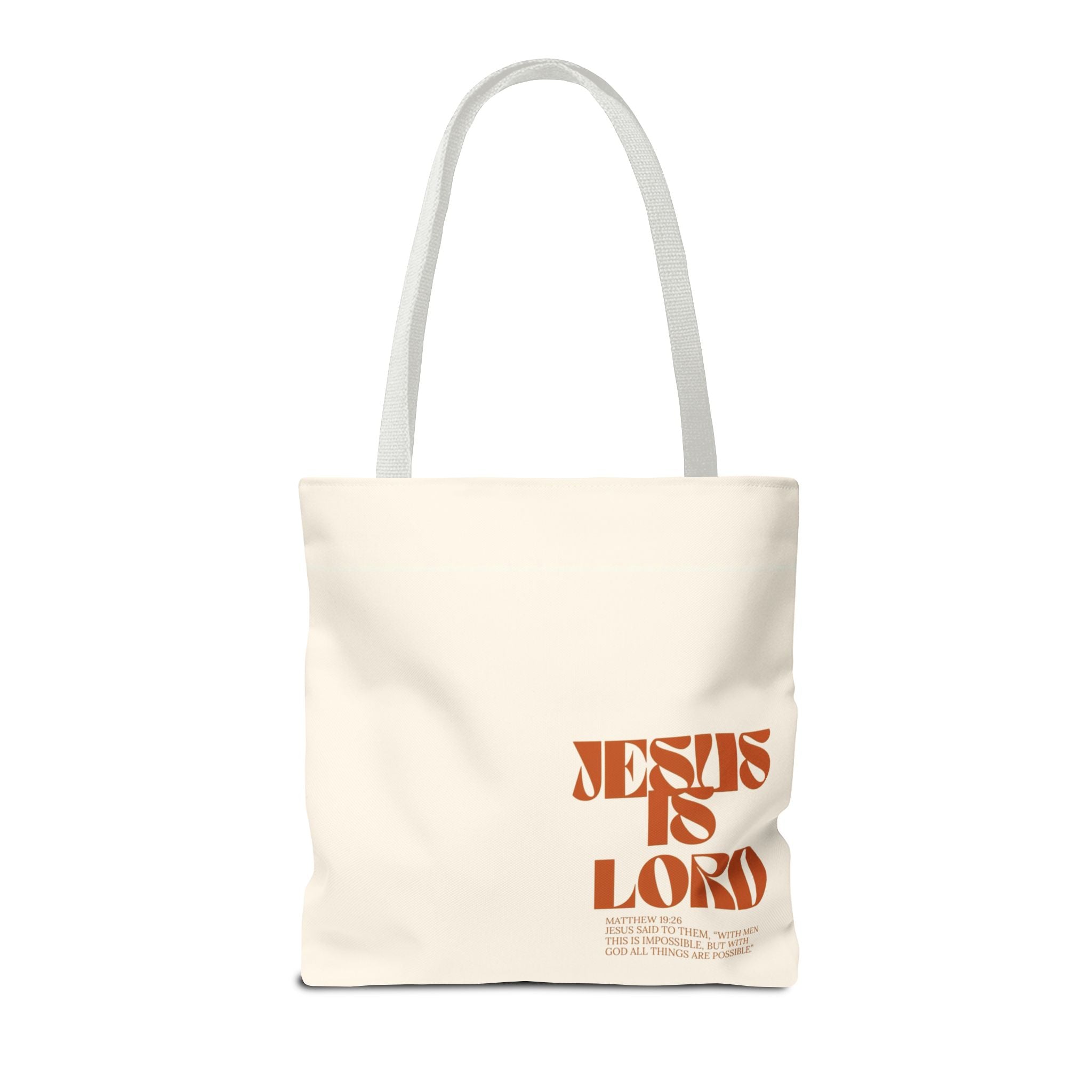 "Jesus Is Lord" Tote Bag — Faith-Based Christian Quote Everyday Tote
