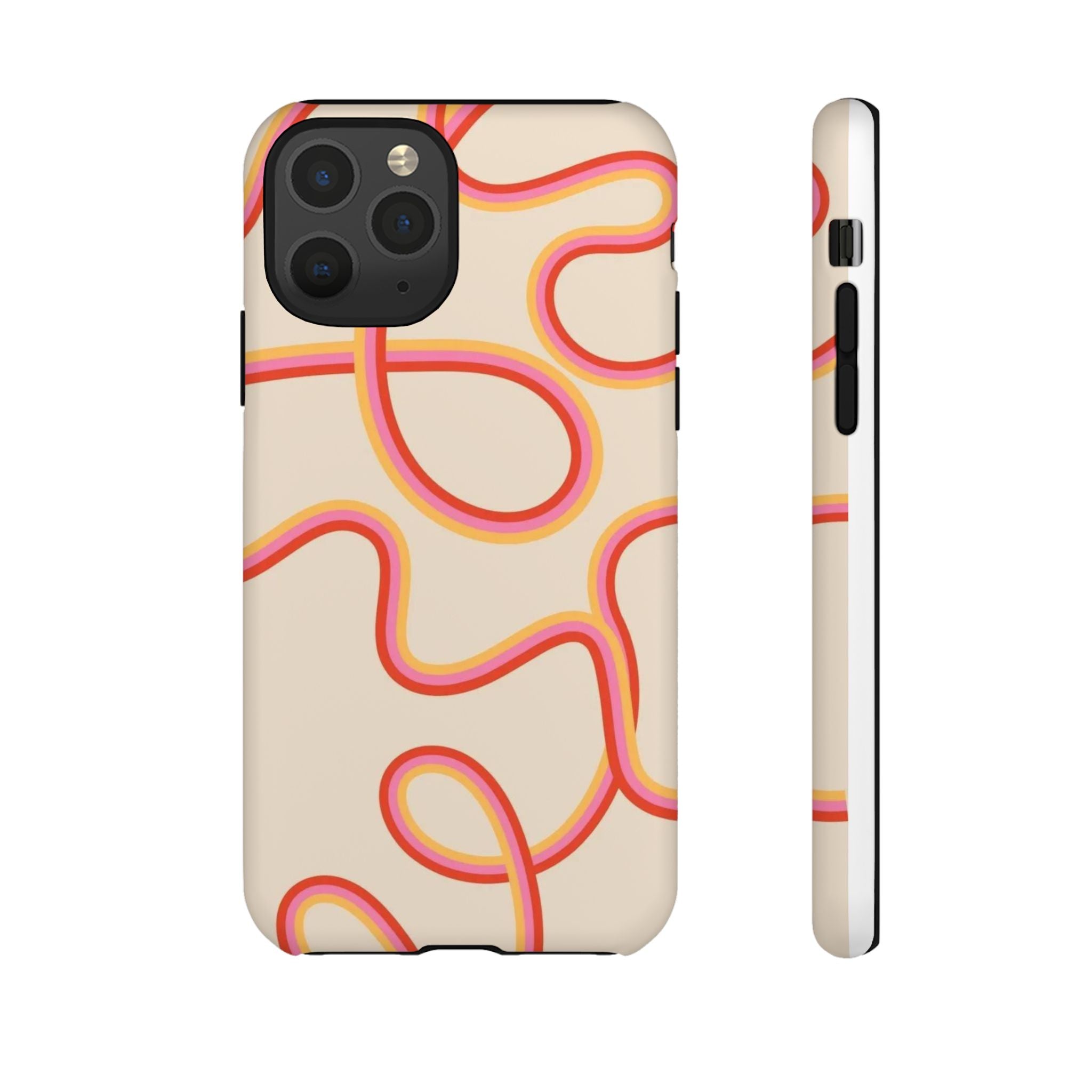 Retro Loop Pattern iPhone Case – Peach & Sunset Abstract Tough Case
