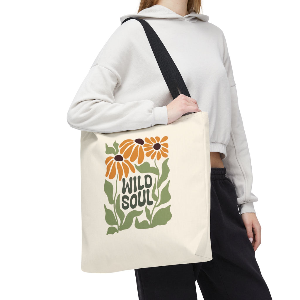 Wild Soul Floral Tote Bag — Boho Sunflower Canvas Carryall