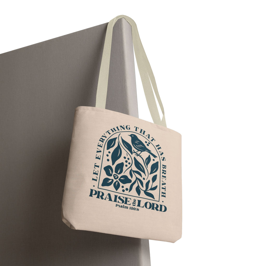 "Praise the Lord" Floral Psalm 150:6 Tote Bag