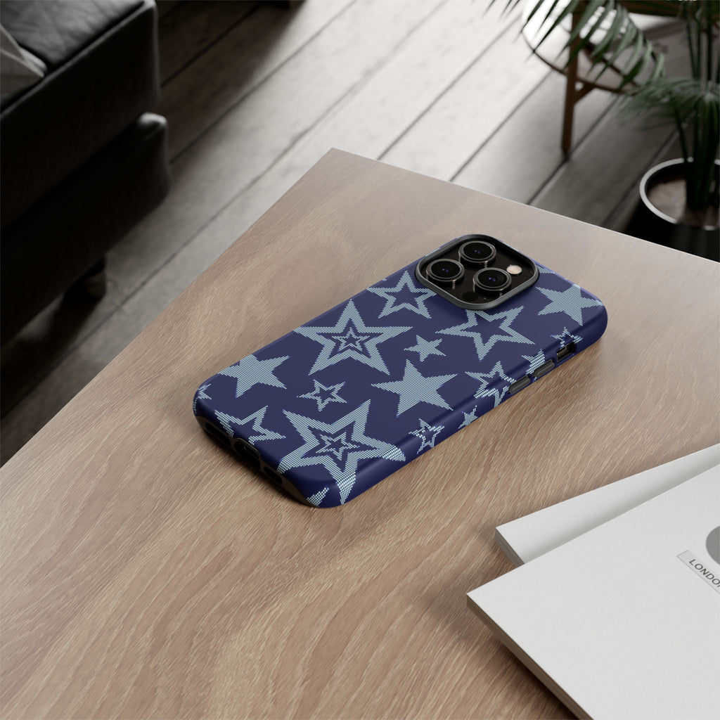 Navy Star Pattern Tough iPhone Case