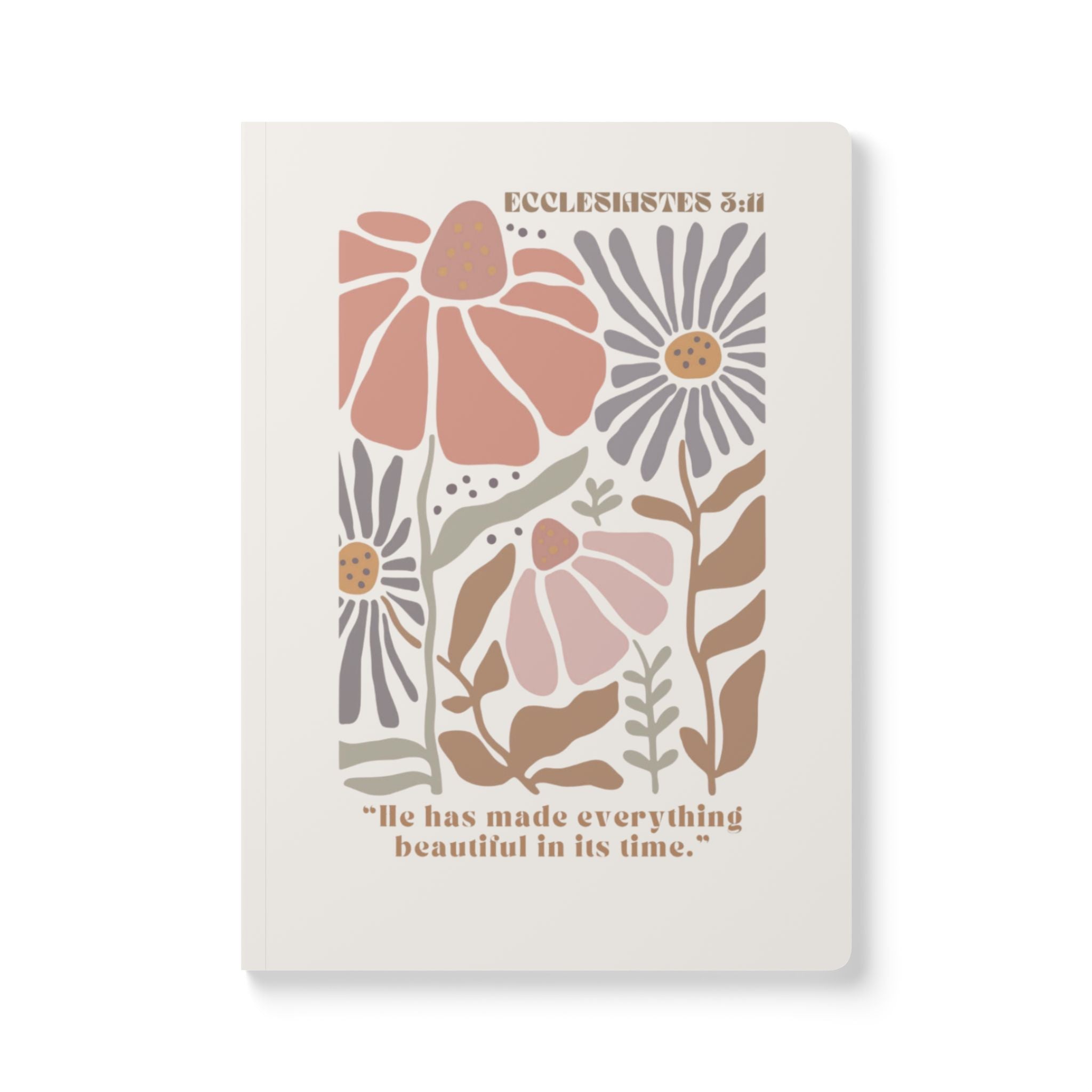 Ecclesiastes Floral Softcover Journal — "He has made everything beautiful in its time"