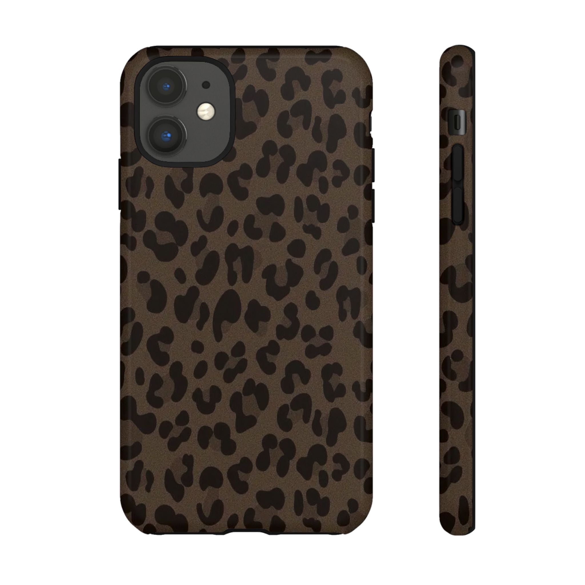 Leopard Print Tough iPhone Case — Durable Brown Animal Pattern Protective Cover