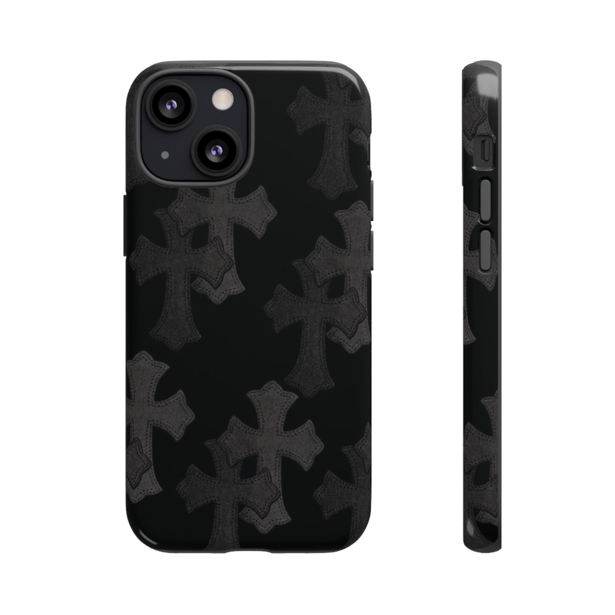 Black Cross Pattern Tough iPhone Case — Gothic Protective iPhone Cover
