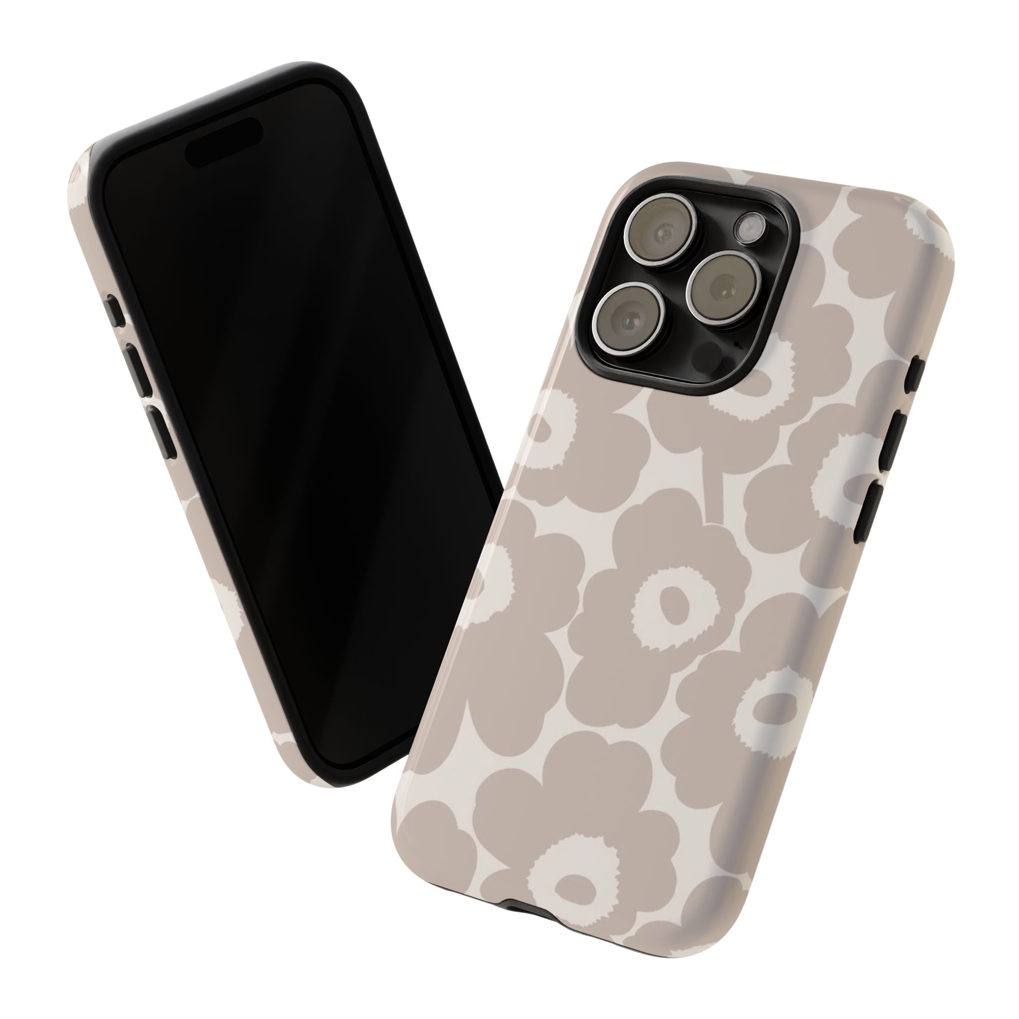 Floral Tough iPhone Case — Neutral Beige Poppy Protective Cover