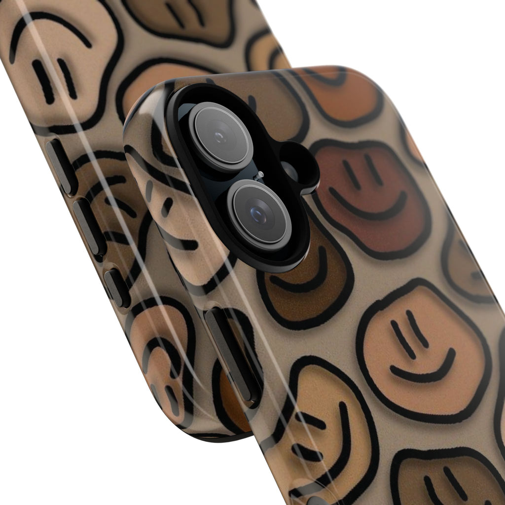 Smiley Faces iPhone Case — Neutral Brown Diverse Smiles Protective Cover