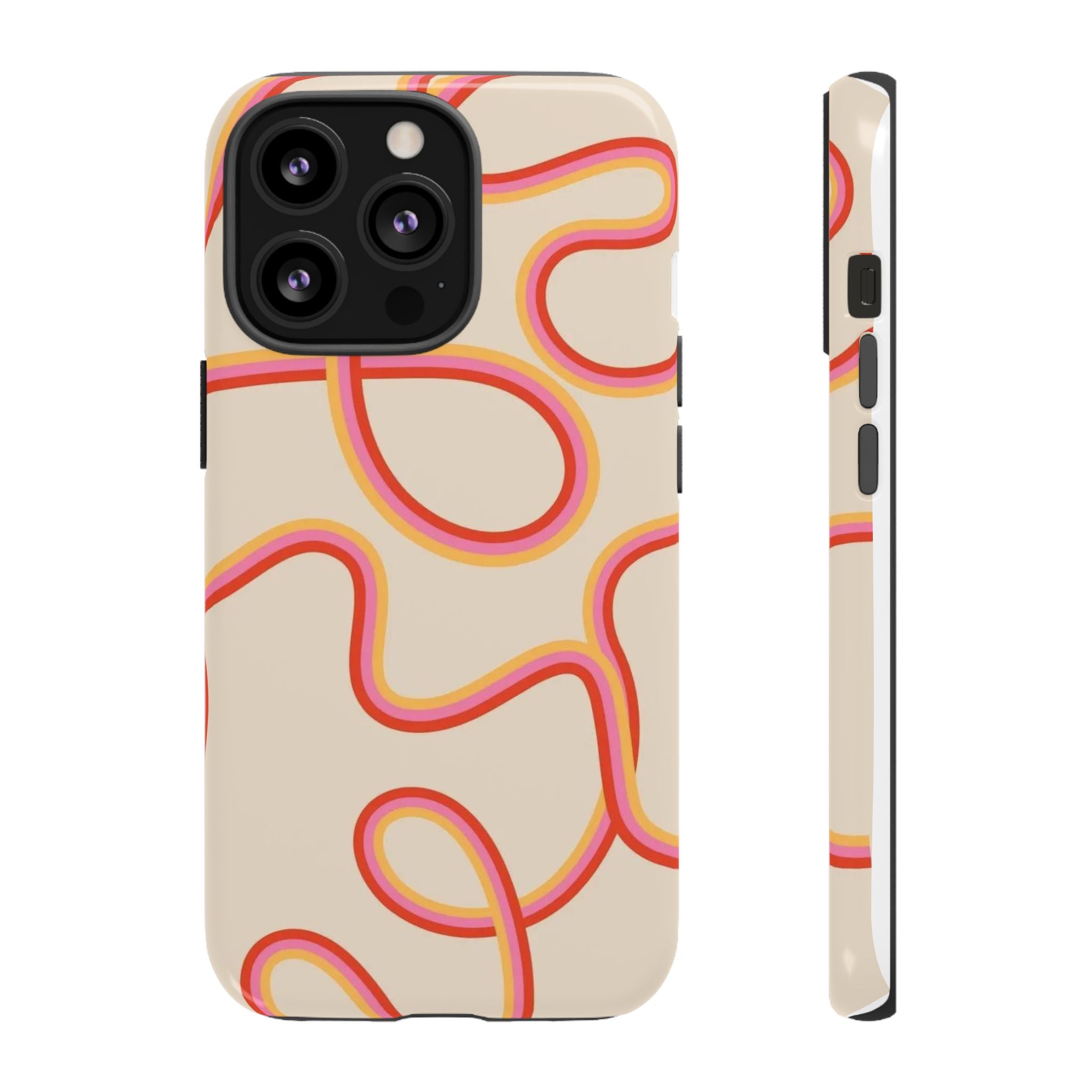 Retro Loop Pattern iPhone Case – Peach & Sunset Abstract Tough Case