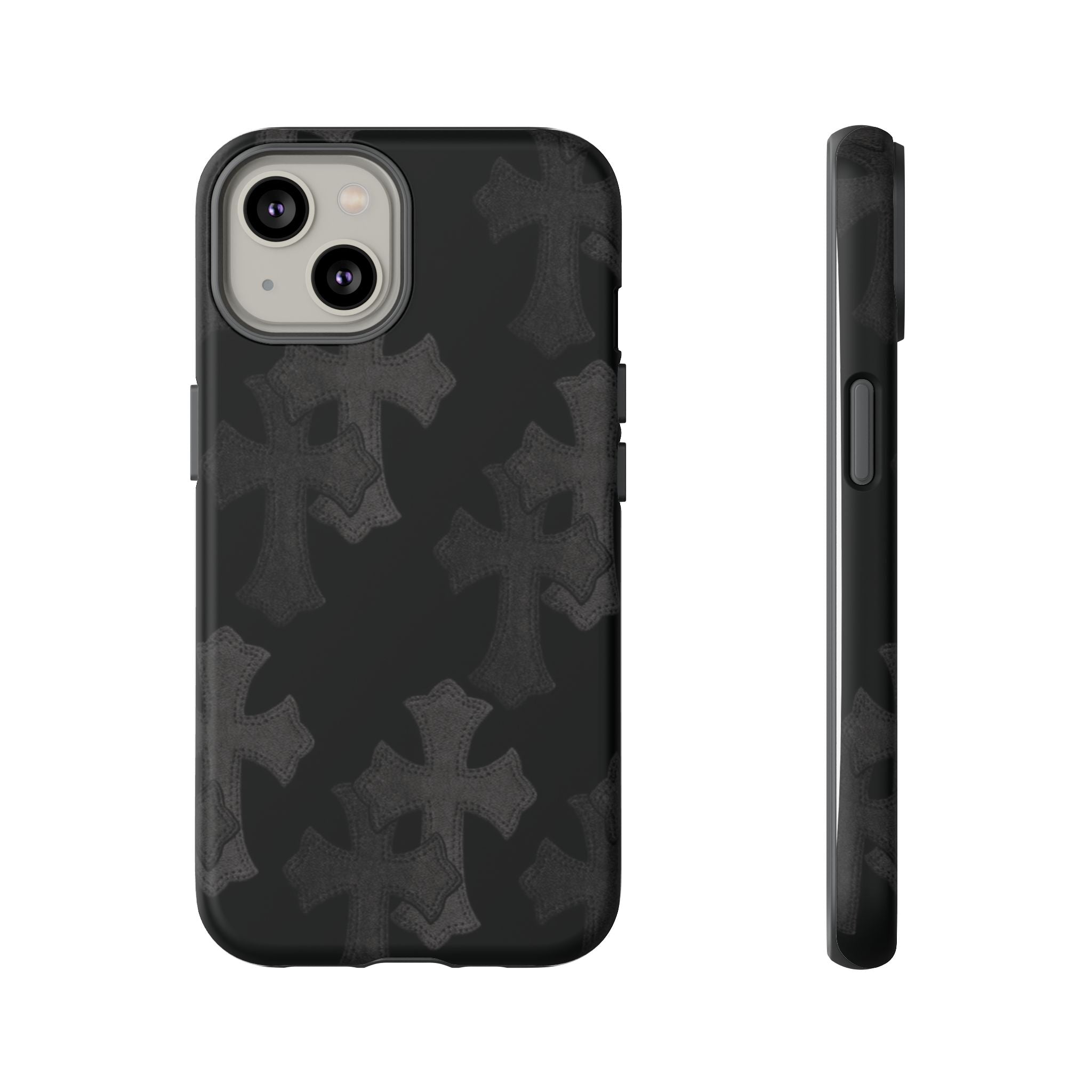 Black Cross Pattern Tough iPhone Case — Gothic Protective iPhone Cover