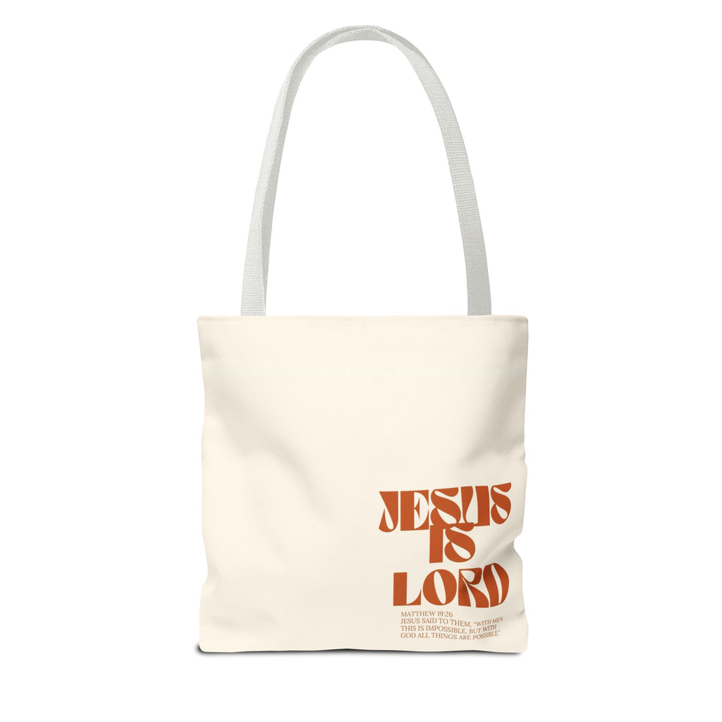 "Jesus Is Lord" Tote Bag — Faith-Based Christian Quote Everyday Tote
