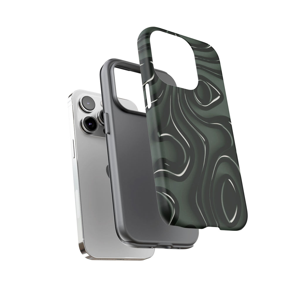 Dark Green Abstract Swirl Tough Phone Case