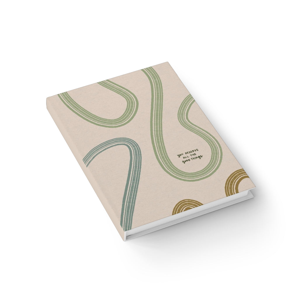 Hardcover Ruled Journal – Minimal Abstract Swirl Notebook with ‘You Deserve All The Good Things’