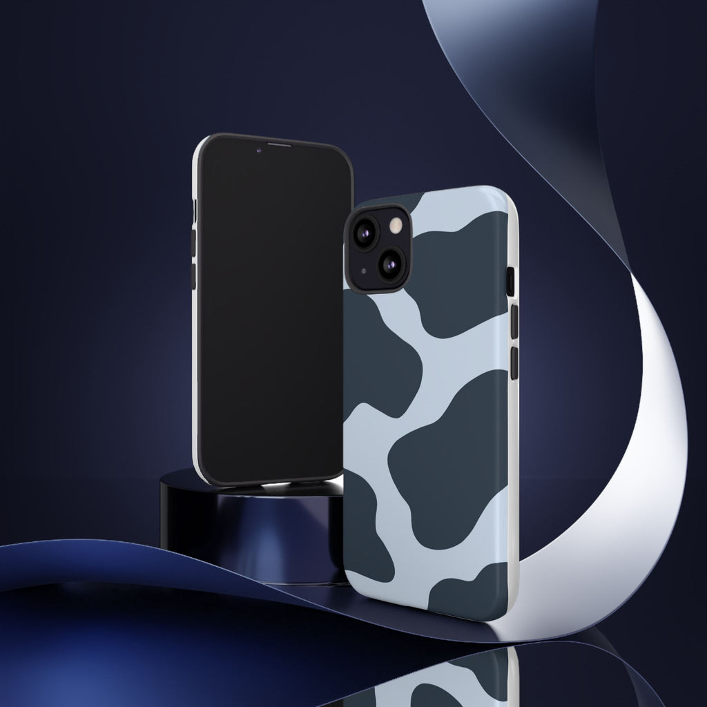 Cow Print Tough iPhone Case — Blue Black Abstract Pattern