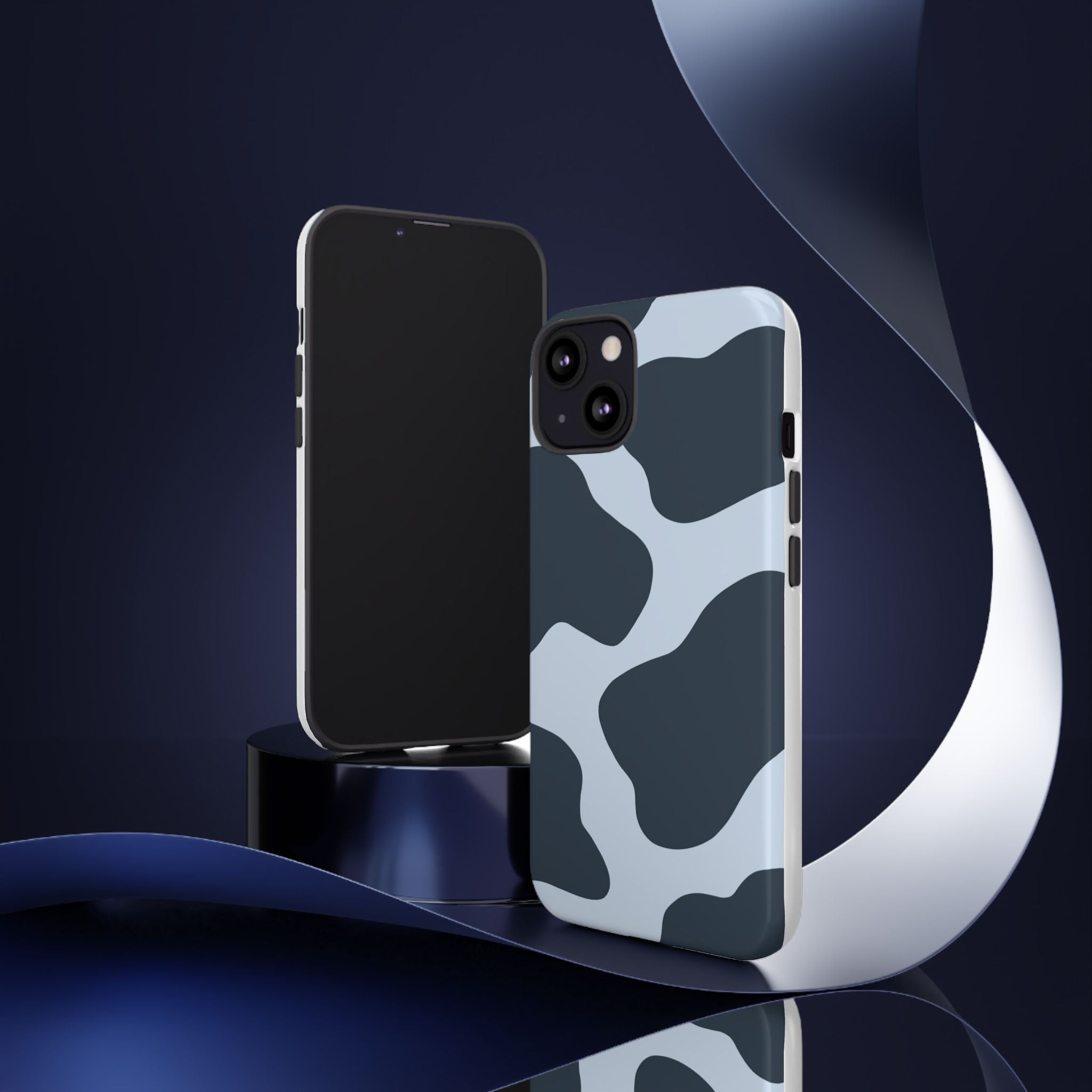 Cow Print Tough iPhone Case — Blue Black Abstract Pattern