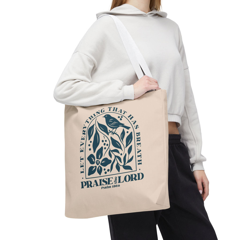 "Praise the Lord" Floral Psalm 150:6 Tote Bag