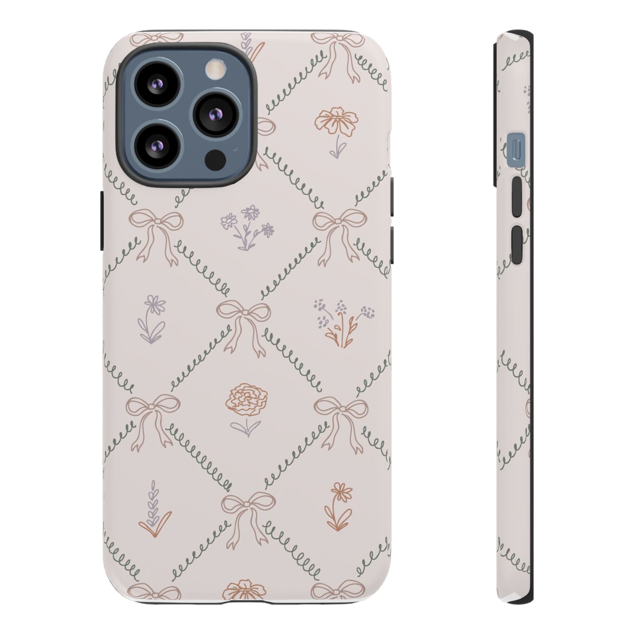 Floral Bow Pattern Tough iPhone Case