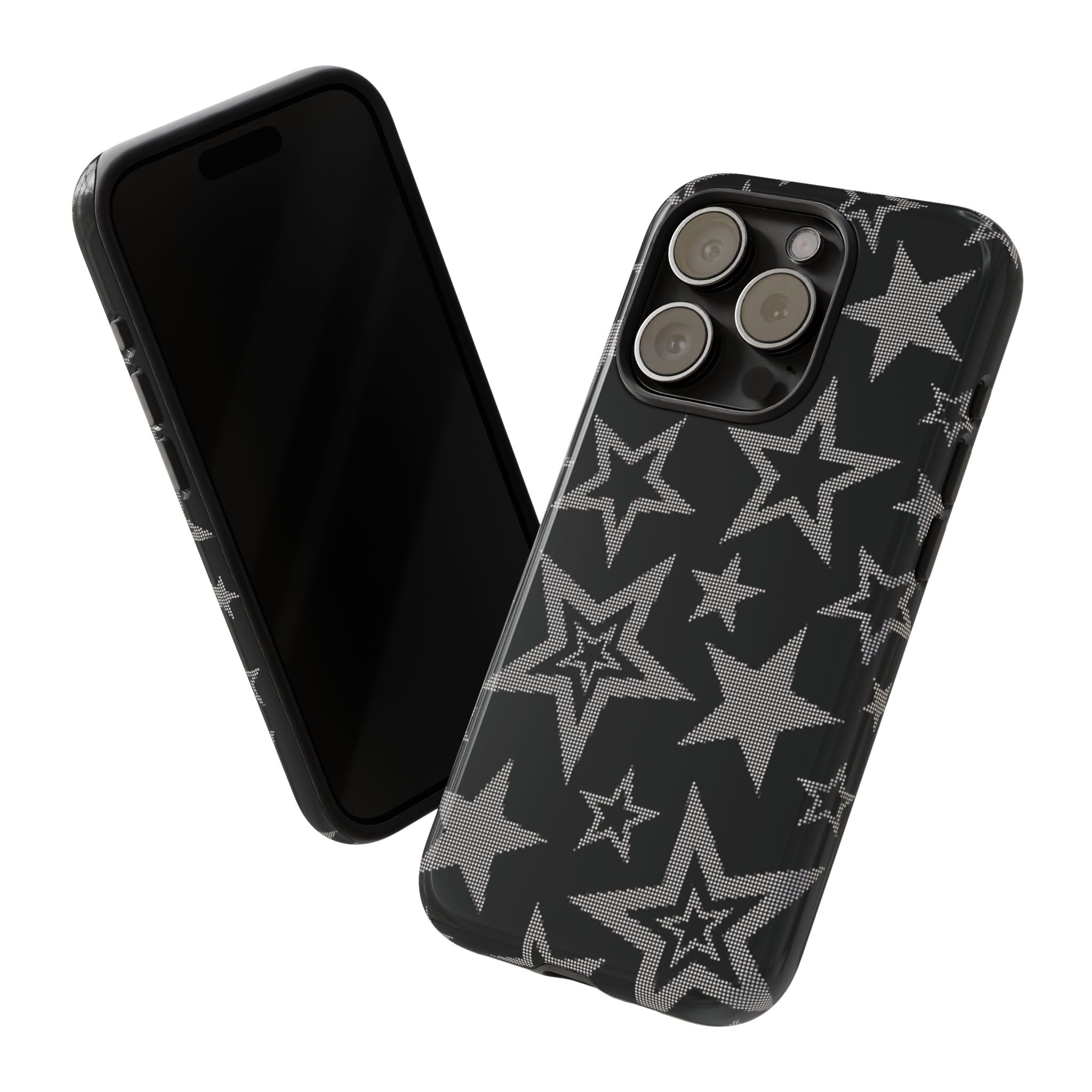 Black Star Pattern Tough Phone Case — Durable Protective Phone Cover