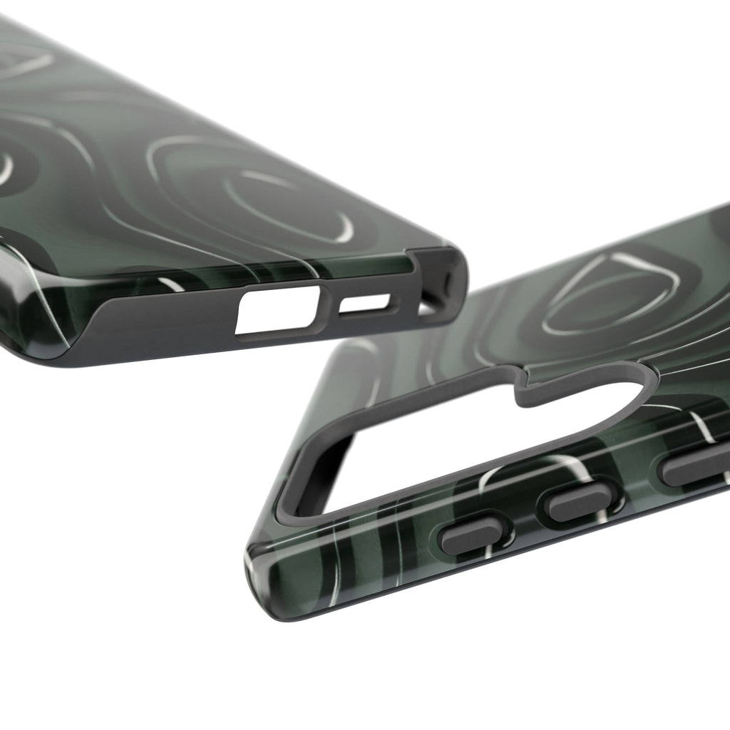 Dark Green Abstract Swirl Tough Phone Case