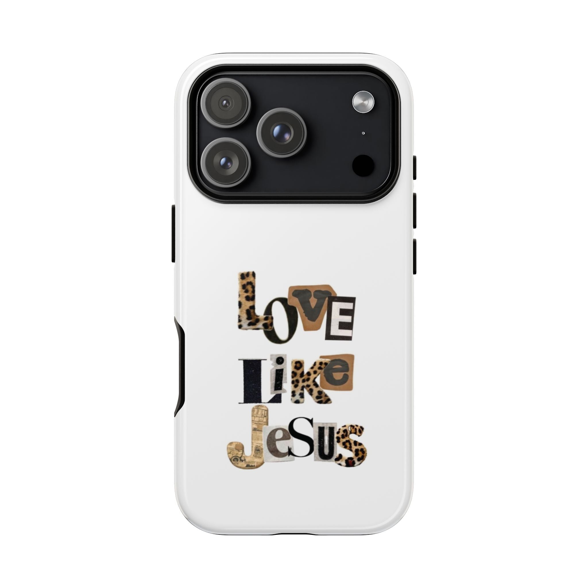 "Love Like Jesus" Leopard Print Christian Tough Phone Case