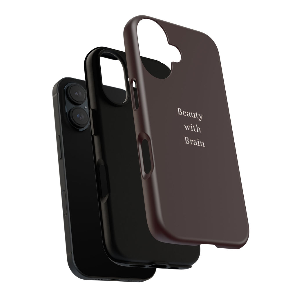 Tough Case — "Beauty with Brain" Protective iPhone Case (Sleek Maroon)