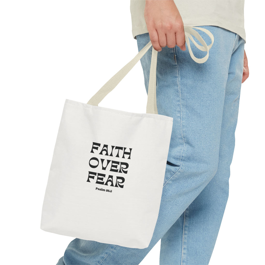 Faith Over Fear Tote Bag — Christian Inspirational Scripture Bag (Psalm 56:3)