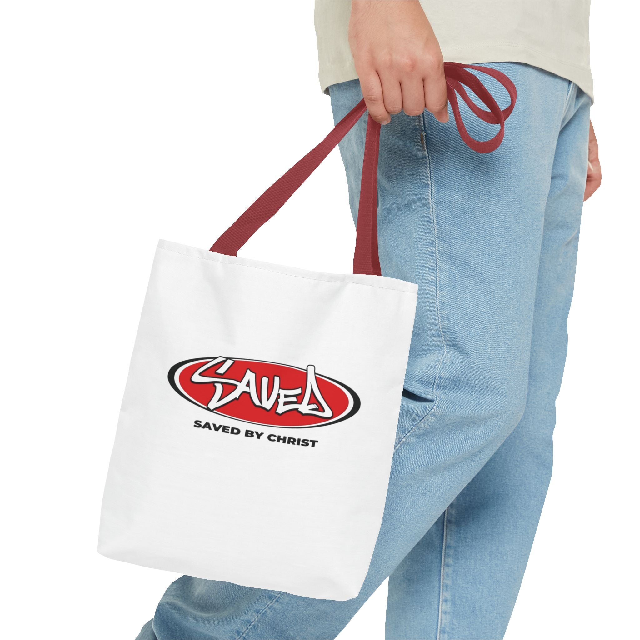 "Saved by Christ" Canvas Tote Bag