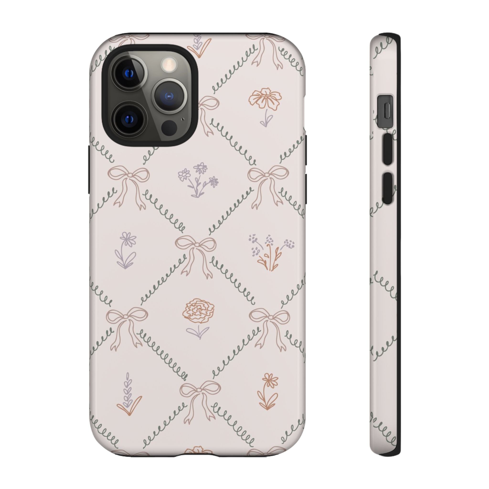 Floral Bow Pattern Tough iPhone Case