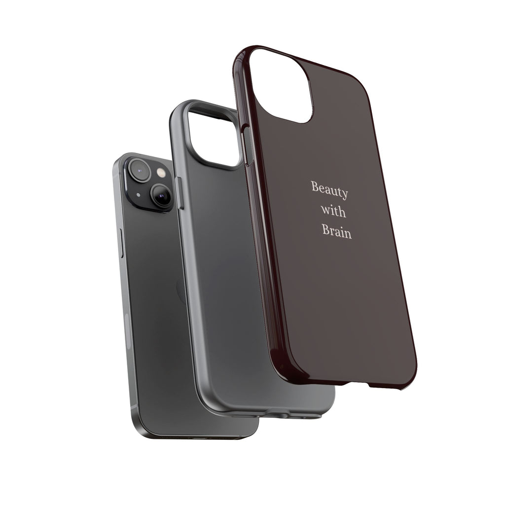 Tough Case — "Beauty with Brain" Protective iPhone Case (Sleek Maroon)