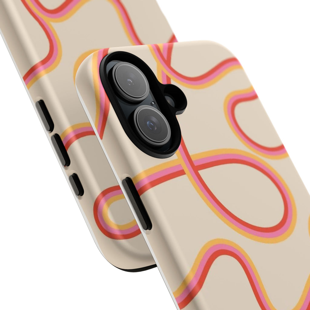 Retro Loop Pattern iPhone Case – Peach & Sunset Abstract Tough Case