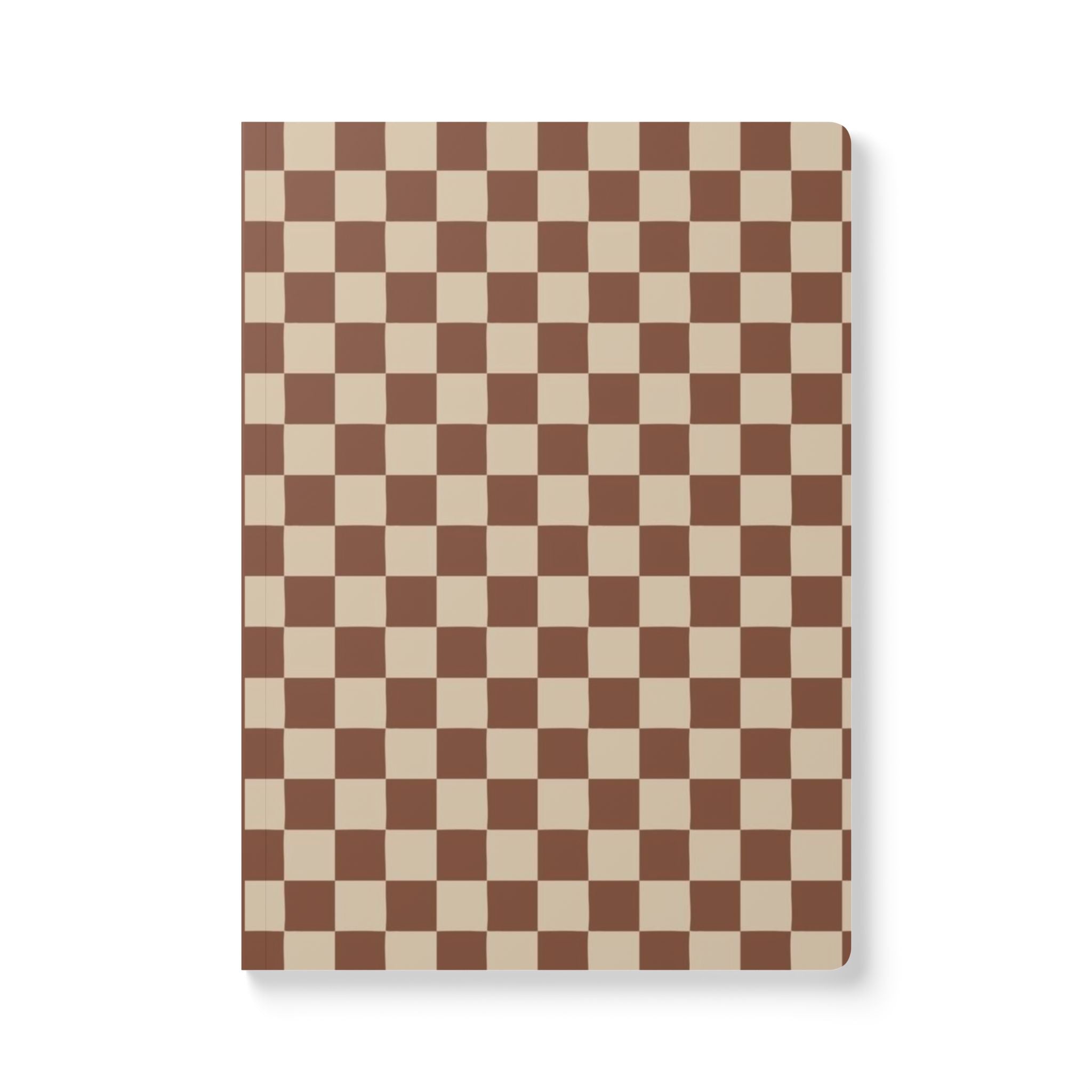 Checkerboard Brown Softcover Journal — Retro Grid Notebook for Notes & Planning