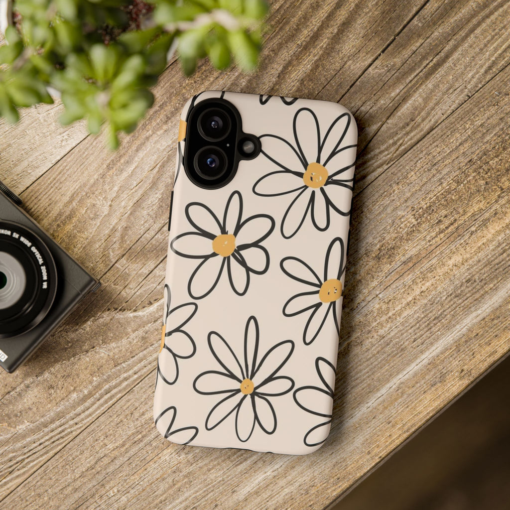 Daisy Sketch iPhone Case — Floral Protective Phone Cover
