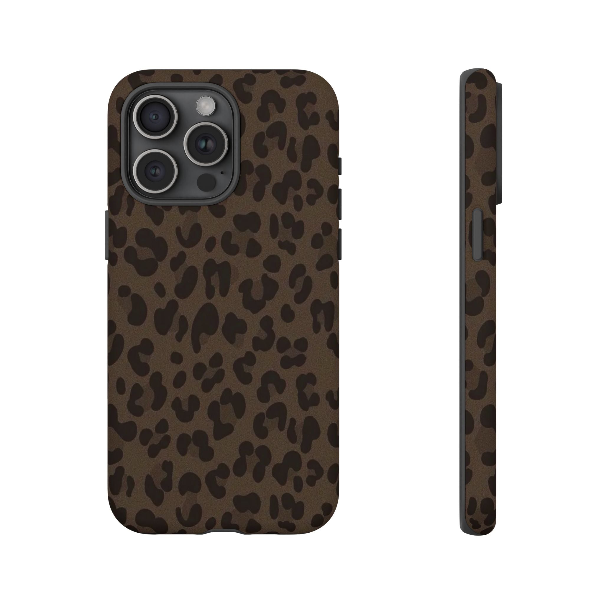 Leopard Print Tough iPhone Case — Durable Brown Animal Pattern Protective Cover