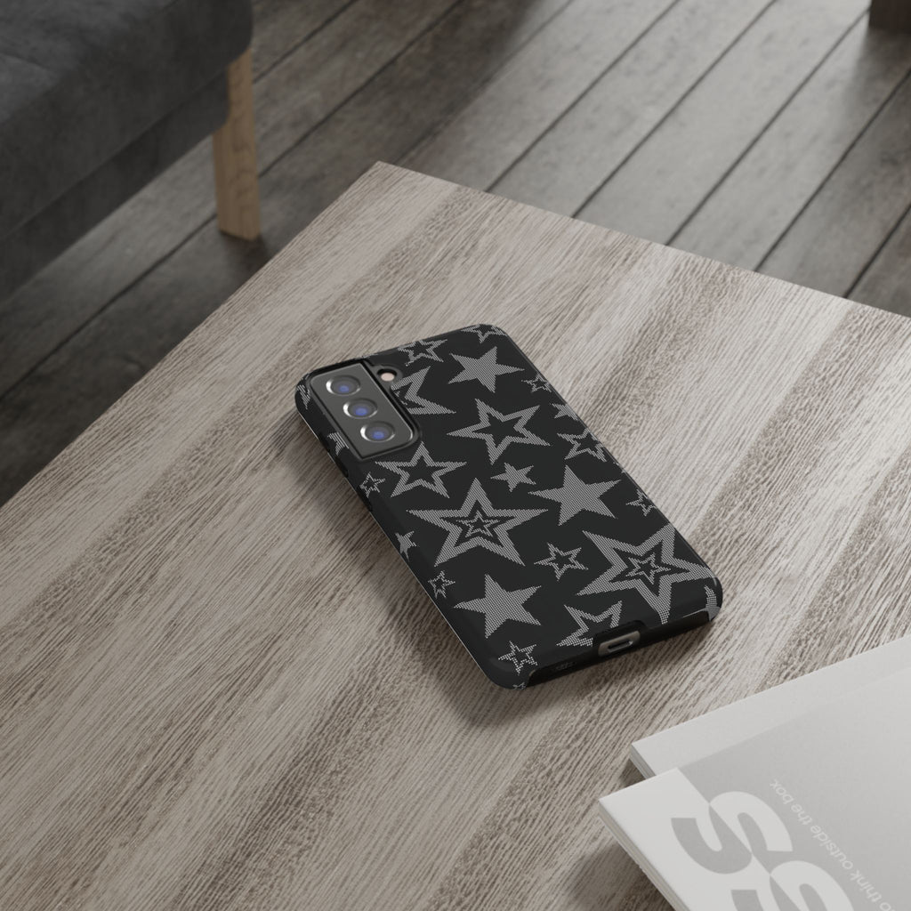 Black Star Pattern Tough Phone Case — Durable Protective Phone Cover