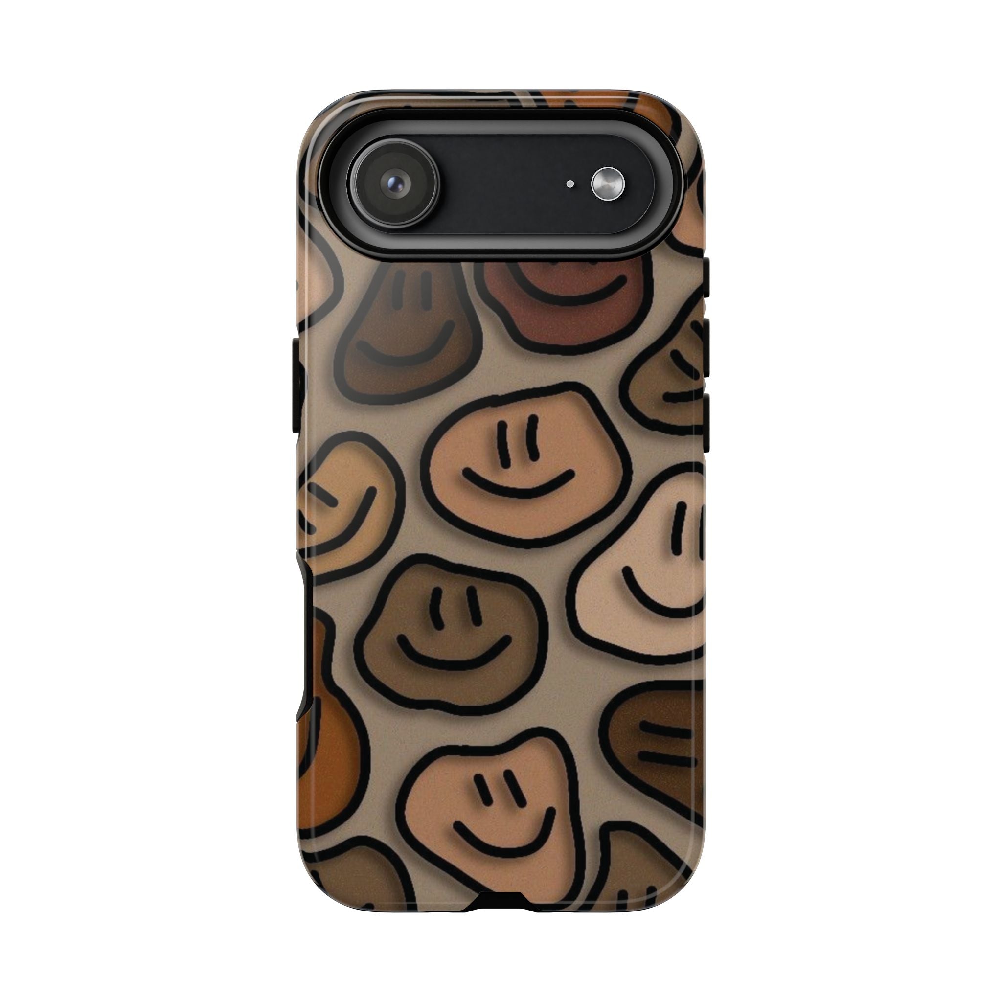 Smiley Faces iPhone Case — Neutral Brown Diverse Smiles Protective Cover