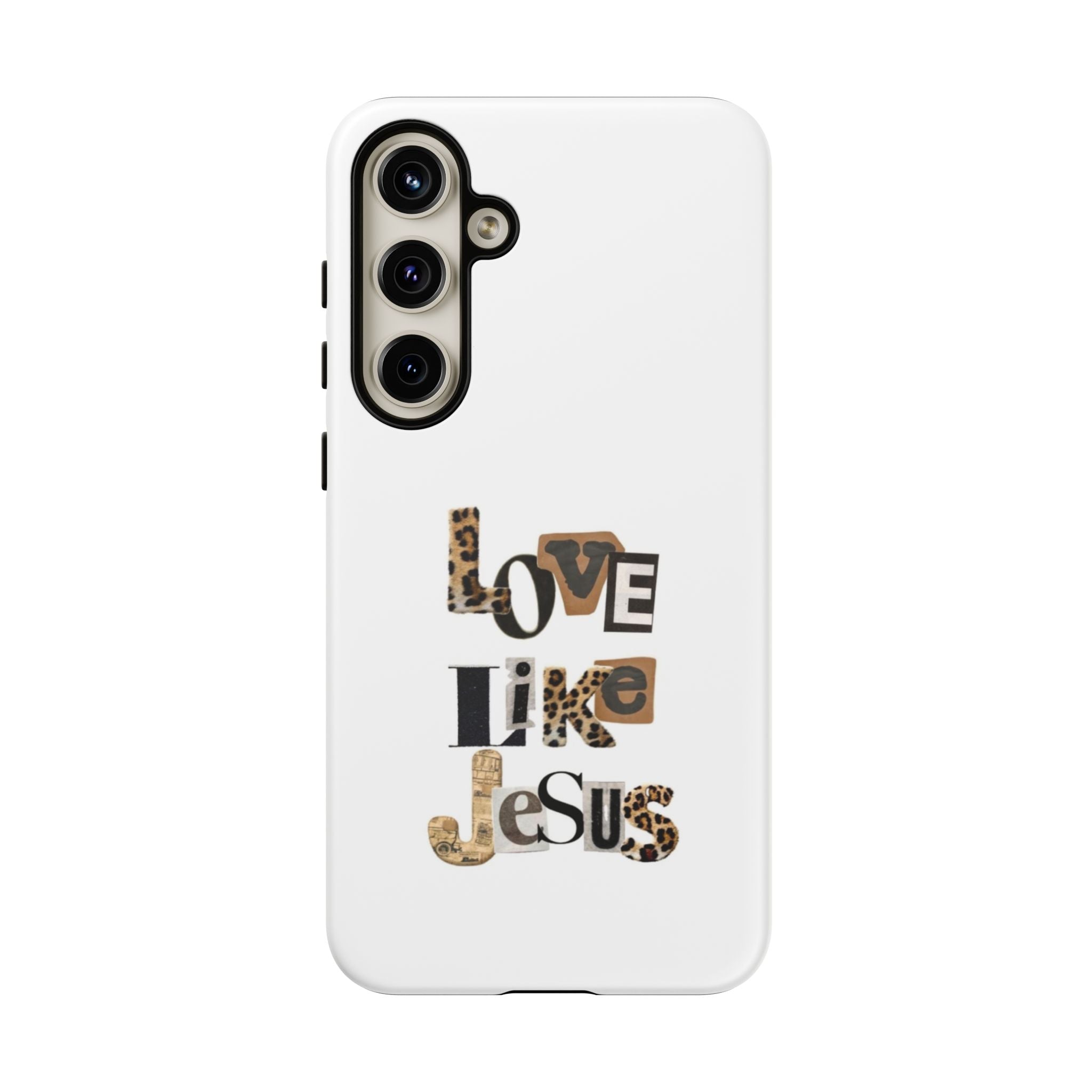 "Love Like Jesus" Leopard Print Christian Tough Phone Case