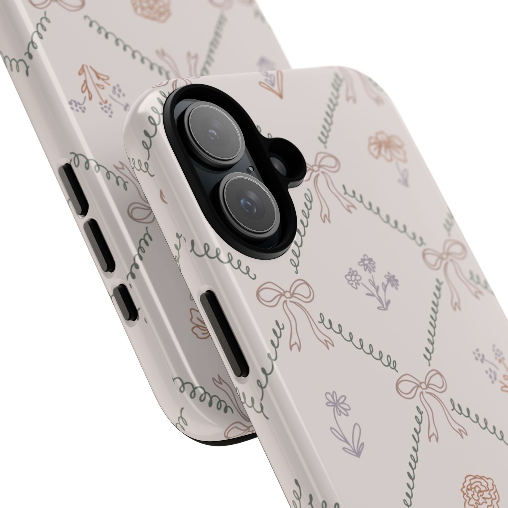 Floral Bow Pattern Tough iPhone Case
