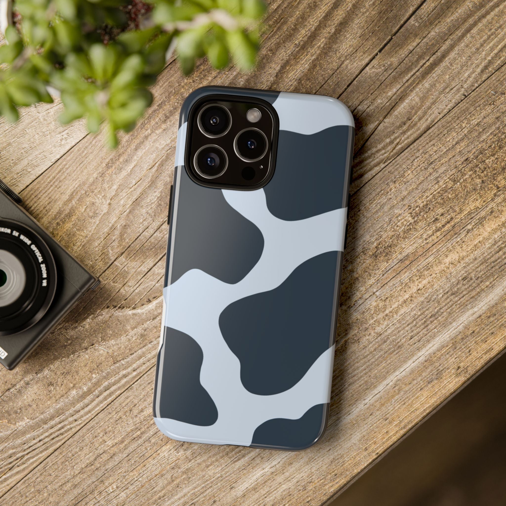 Cow Print Tough iPhone Case — Blue Black Abstract Pattern