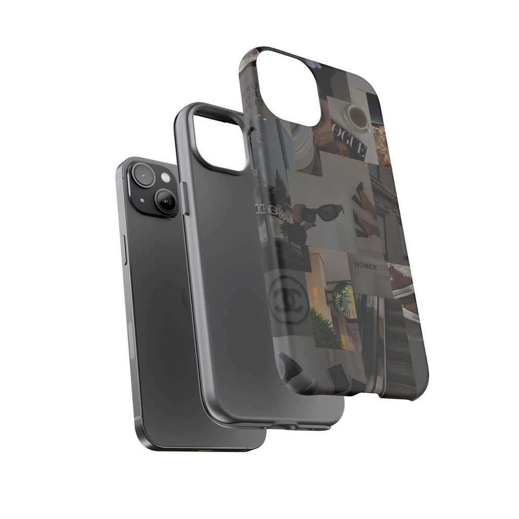 Collage Aesthetic Tough iPhone Case — Chic Cafe & Fashion Mood Board