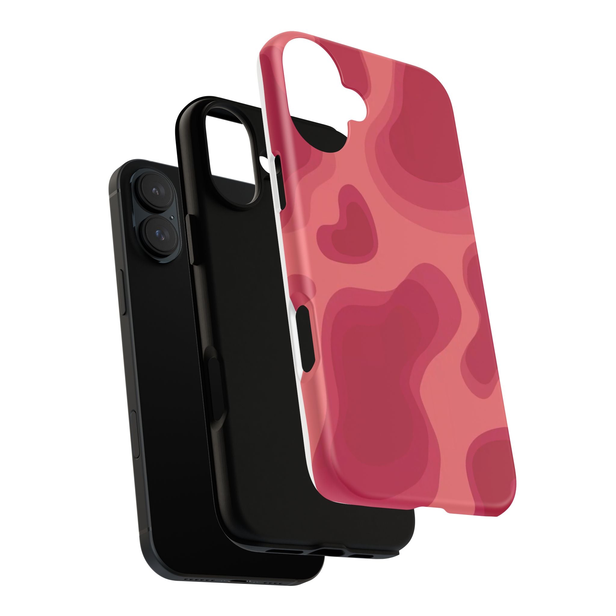 Red Pink Camo iPhone Case — Abstract Heart Pattern Tough Protective Cover