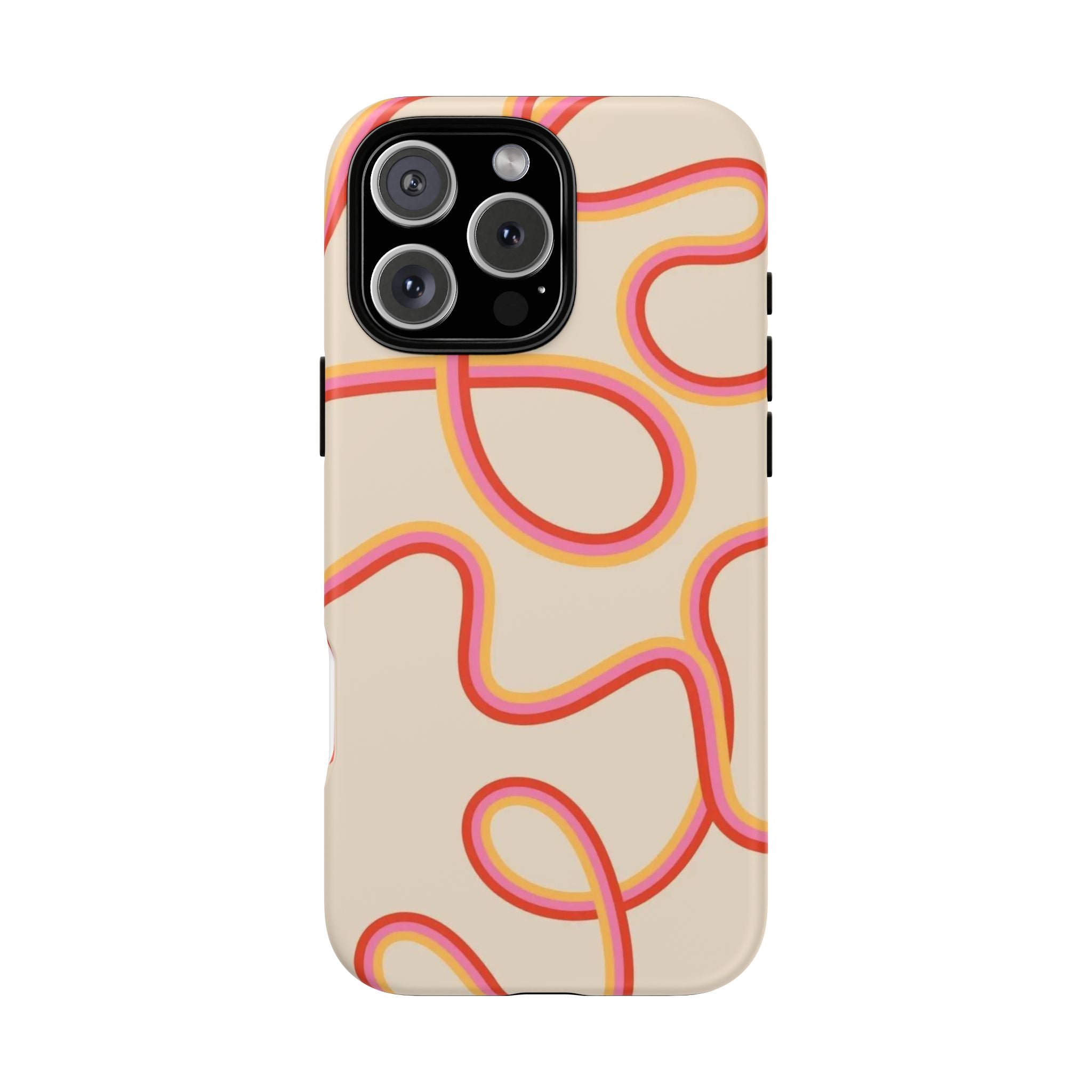 Retro Loop Pattern iPhone Case – Peach & Sunset Abstract Tough Case