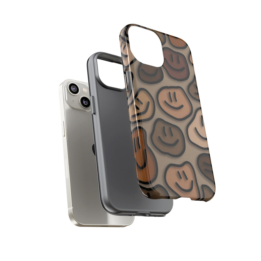 Smiley Faces iPhone Case — Neutral Brown Diverse Smiles Protective Cover