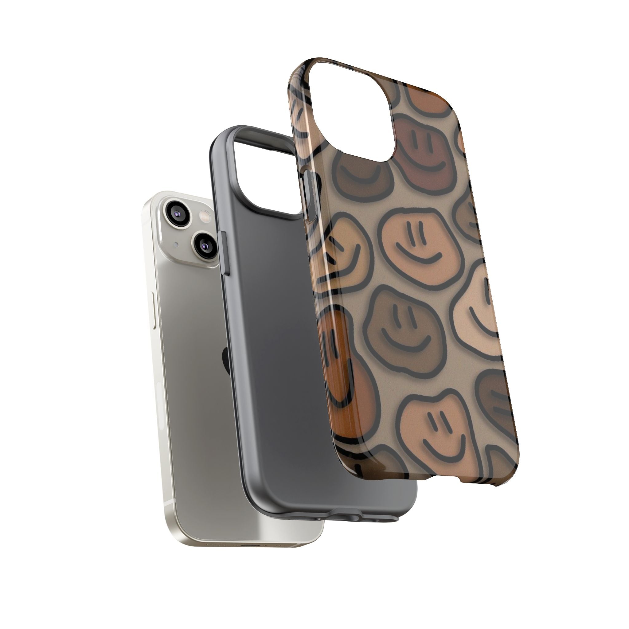 Smiley Faces iPhone Case — Neutral Brown Diverse Smiles Protective Cover