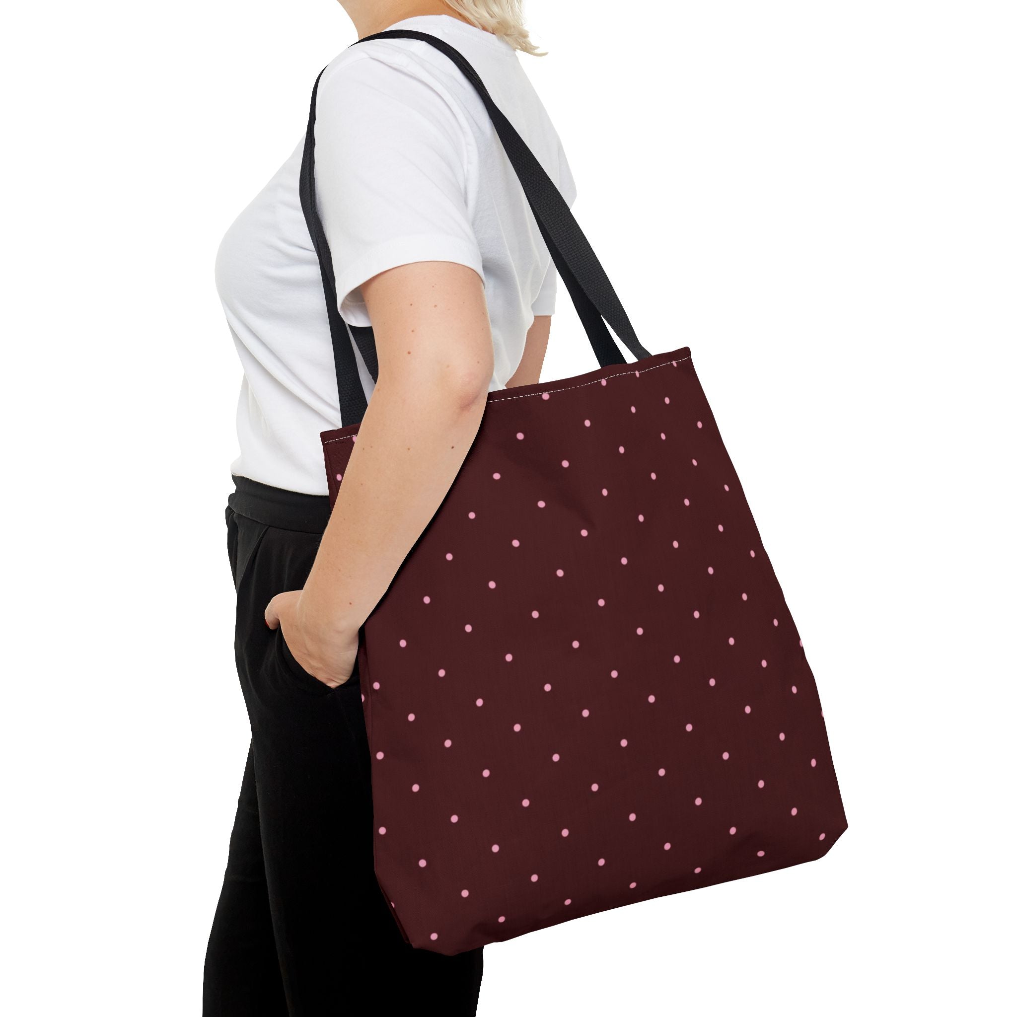 Burgundy Polka Dot Tote Bag