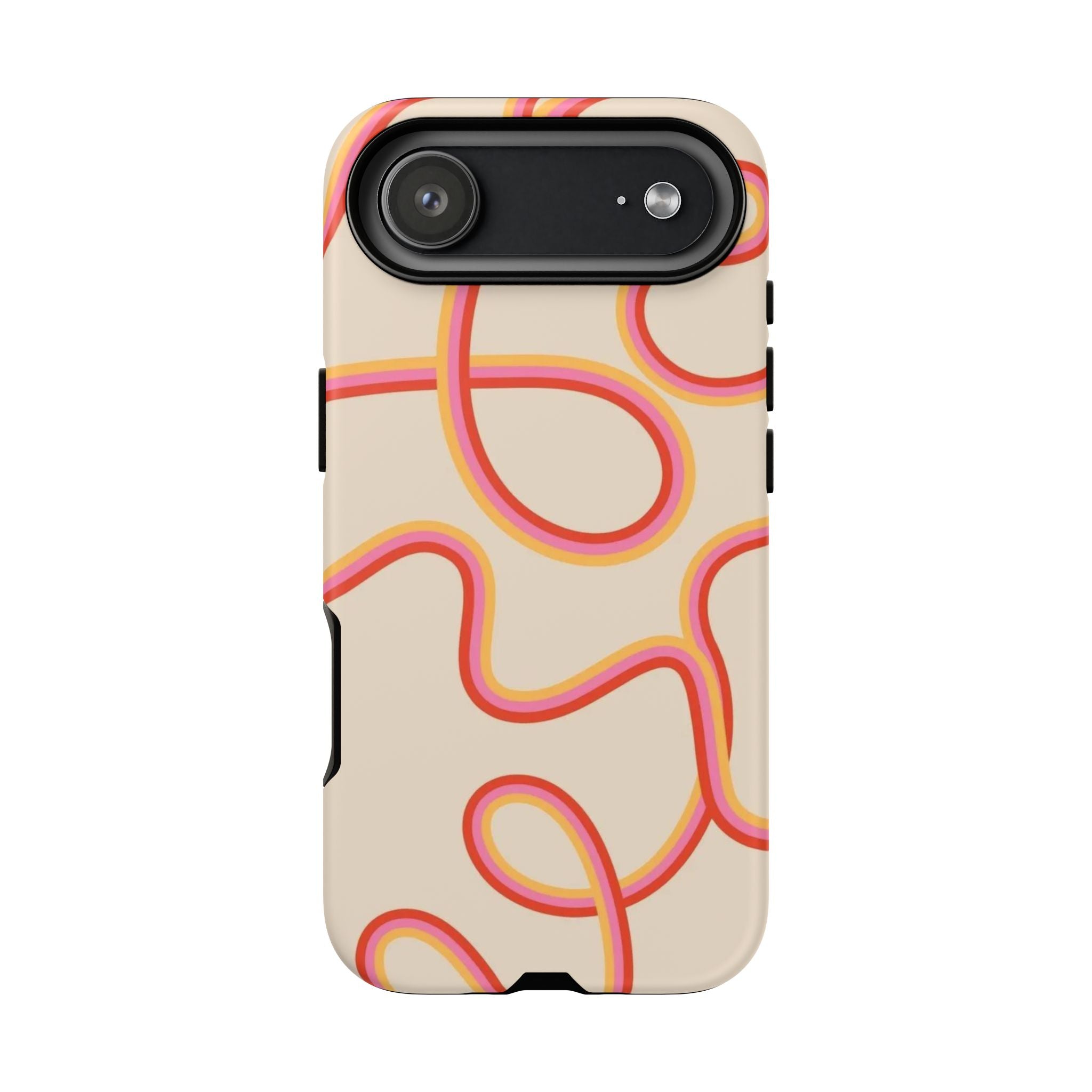 Retro Loop Pattern iPhone Case – Peach & Sunset Abstract Tough Case