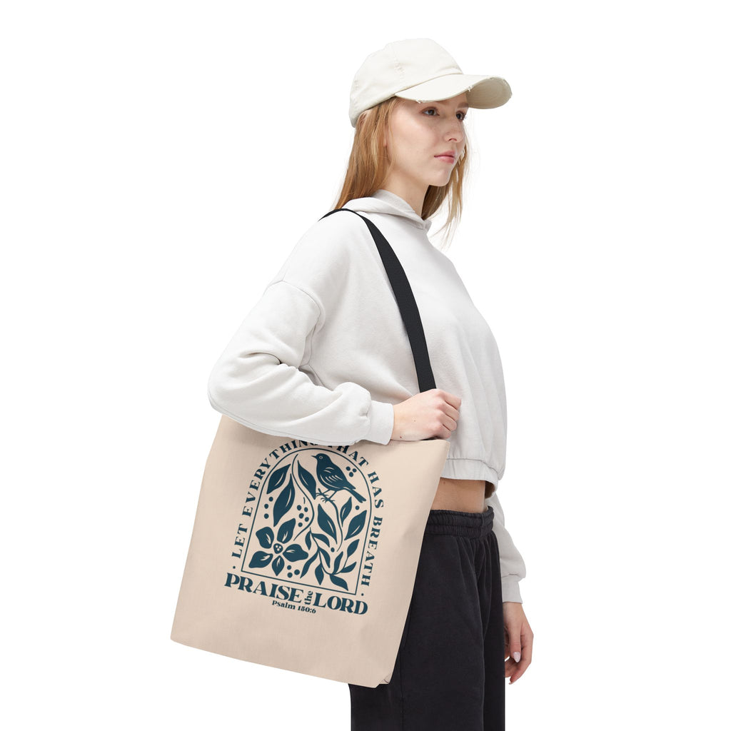 "Praise the Lord" Floral Psalm 150:6 Tote Bag